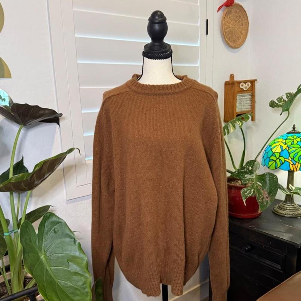 Vintage 90s Heather Tweed Brown Shetland Wool Oversized Sweater